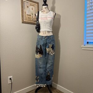 Upcycled Handmade Levi’s Low Rise Bootcut Patchwork Jeans Women’s Size 4